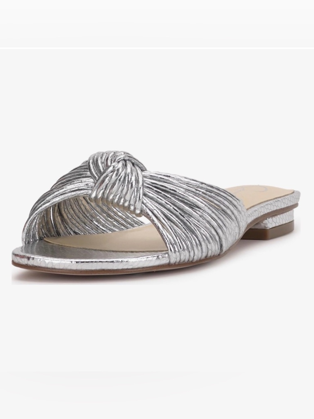 JESSICA SIMPSON Dydra Silver Knot-Front Slide Sandals - Picture 14 of 15